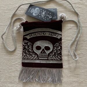 Vintage 1998 Gravestone Artwear Velvet Memento Mori Skull Mini Shoulder Bag